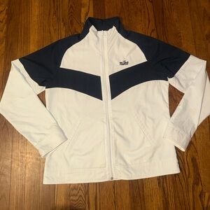 Nike White and Navy Chevron Zip-Up Jacket